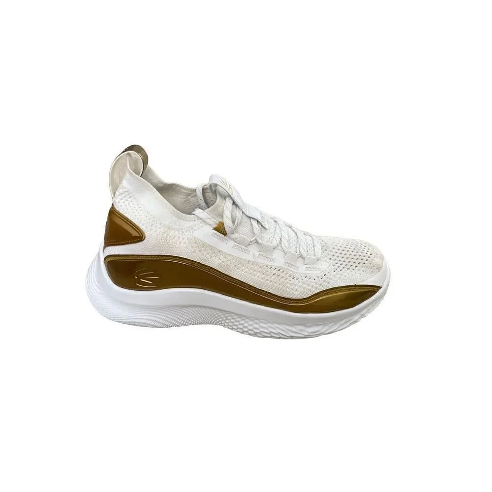Under Armour Boys Gold Curry 8 Basketball Trainers Sport Sneakers Shoes Size 7Y